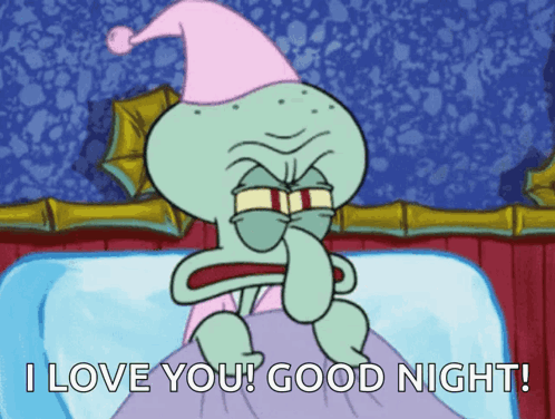 A Cartoon Of Squidward From Spongebob Wishing Someone A Good Night GIF