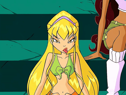 A Cartoon Of Stella Sticking Out Her Tongue GIF