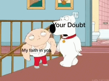 A Cartoon Of Stewie And Brian From Family Guy Standing Next To Each Other On A Set Of Stairs . GIF