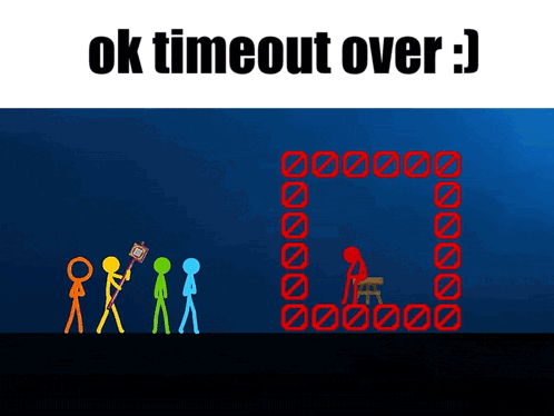 A Cartoon Of Stick Figures With The Words Ok Timeout Over At The Top GIF