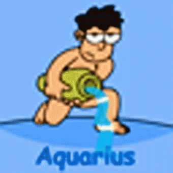A Cartoon Of The Zodiac Sign Aquarius Pouring Water From A Green Bucket GIF