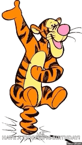 a cartoon of tigger from winnie the pooh is dancing in a puddle of water .