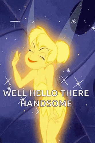 A Cartoon Of Tinkerbell From Peter Pan Says Well Hello There Handsome . GIF