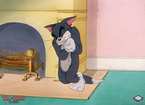 A Cartoon Of Tom And Jerry Is Shown In Front Of A Fireplace GIF