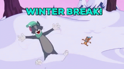 A Cartoon Of Tom And Jerry Making Snow Angels In The Snow GIF
