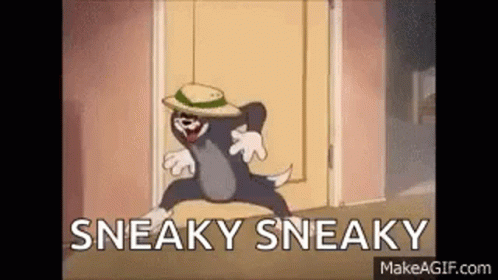 A Cartoon Of Tom And Jerry Wearing A Hat Is Sneaky Sneaky On Make A Gif . GIF
