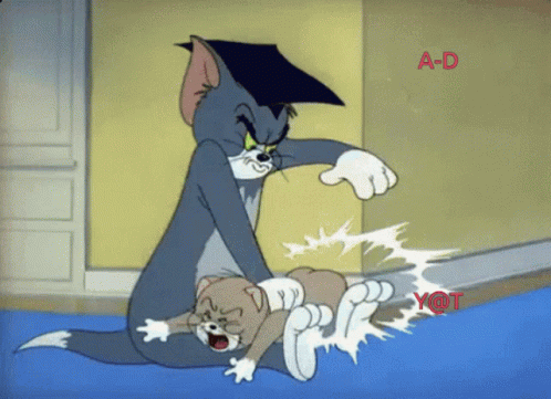A Cartoon Of Tom And Jerry With The Letters A-D On The Bottom Right GIF