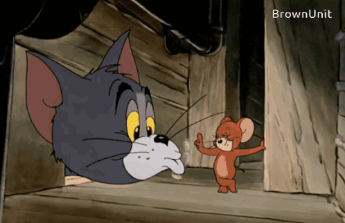 A Cartoon Of Tom And Jerry With The Words Brownunit On The Bottom Right GIF