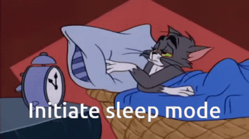 A Cartoon Of Tom And Jerry With The Words Initiate Sleep Mode GIF