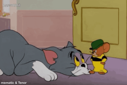 A Cartoon Of Tom And Jerry With The Words Mematic & Tenor Below Them GIF