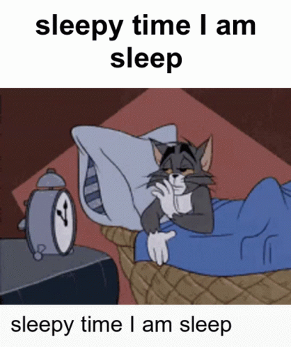 A Cartoon Of Tom Laying In Bed Next To An Alarm Clock GIF