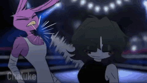 A Cartoon Of Two Animals Fighting Each Other In A Ring . GIF