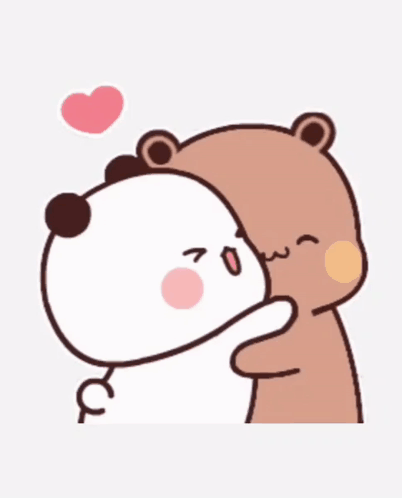 A Cartoon Of Two Bears Hugging Each Other With The Words Sayang Cecel Below Them GIF