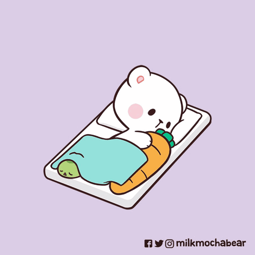 A Cartoon Of Two Bears Laying Next To Each Other With A Laptop GIF