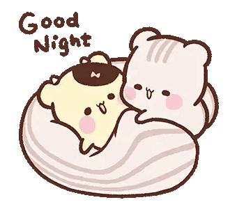 a cartoon of two bears laying on a pillow with the words " good night " above them