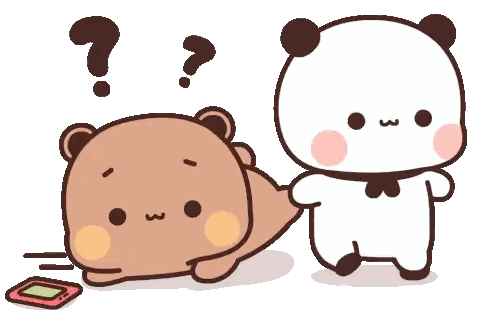 a cartoon of two bears with a question mark behind them