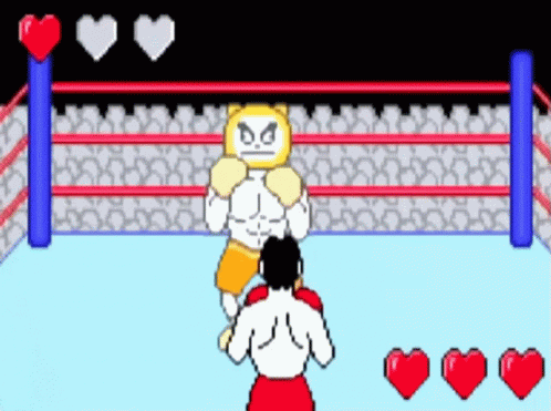 A Cartoon Of Two Boxers In A Ring With Hearts GIF