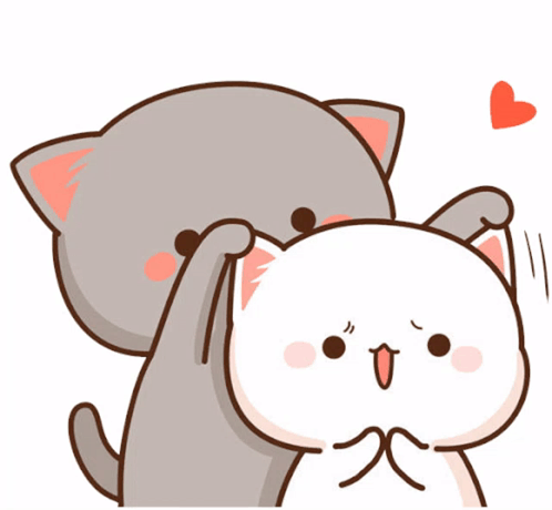A Cartoon Of Two Cats Hugging Each Other With A Heart Above Them GIF