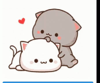 A Cartoon Of Two Cats Hugging Each Other With A Heart In The Background GIF