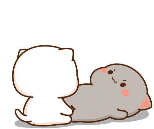 A Cartoon Of Two Cats With A Red Heart In The Background GIF