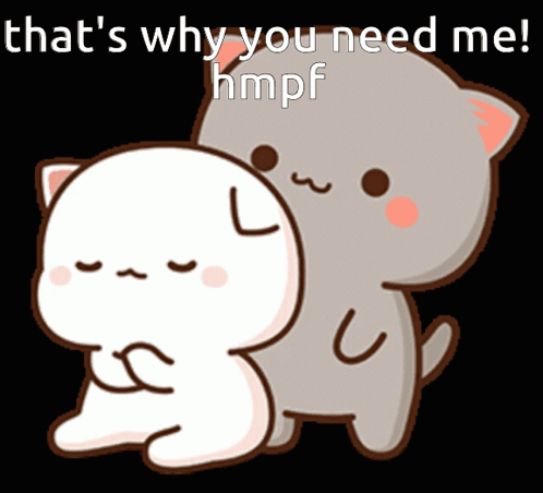 A Cartoon Of Two Cats With The Caption That 'S Why You Need Me Hmpf GIF