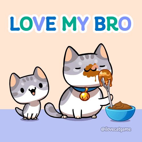 A Cartoon Of Two Cats With The Words Love My Bro Below Them GIF