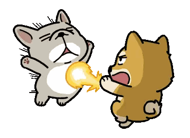 a cartoon of two dogs fighting each other