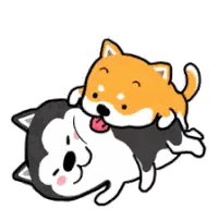 a cartoon of two dogs laying on top of each other on a white background .