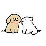 a cartoon of two dogs playing with each other .