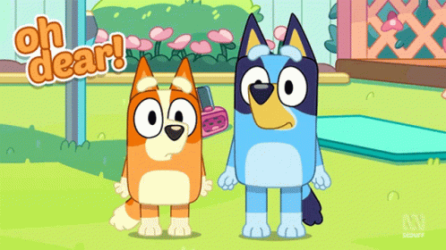 A Cartoon Of Two Dogs Standing Next To Each Other With The Words Oh Dear Above Them GIF