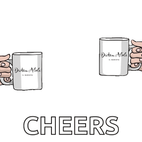 A Cartoon Of Two Hands Holding Coffee Mugs With The Words Happy Friendship Day Cheers Below Them GIF