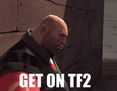 A Cartoon Of Two Men Shaking Hands With The Words Get On Tf2 GIF