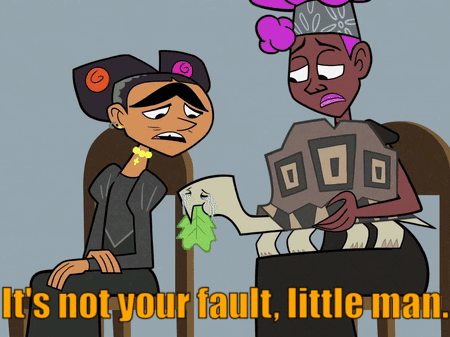 A Cartoon Of Two People With The Words It 'S Not Your Fault Little Man On The Bottom GIF