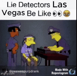 A Cartoon Of Two Police Officers Standing Next To A Man Sitting At A Table GIF