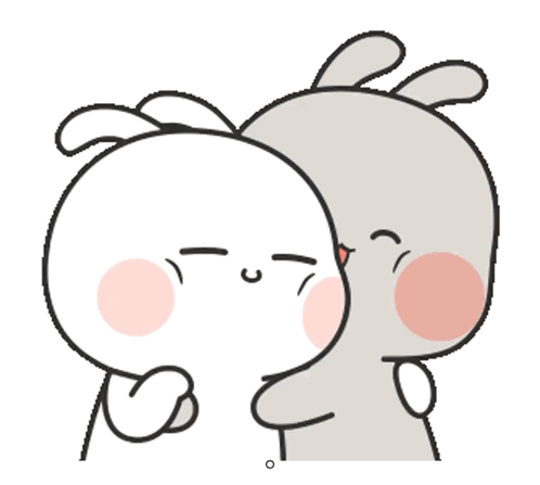 A Cartoon Of Two Rabbits Hugging Each Other With One Kissing The Other GIF