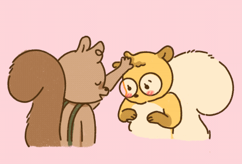 A Cartoon Of Two Squirrels With Pat Written On The Bottom GIF