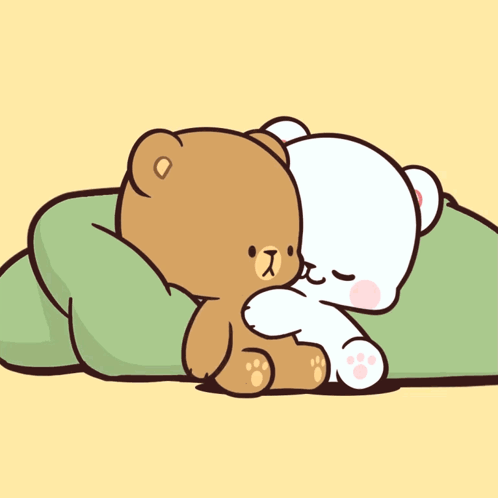 A Cartoon Of Two Teddy Bears Hugging Each Other GIF