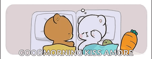 A Cartoon Of Two Teddy Bears Sleeping In A Bed With A Carrot On The Floor . GIF