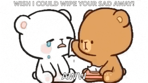 A Cartoon Of Two Teddy Bears Talking To Each Other . GIF