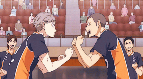 A Cartoon Of Two Volleyball Players With The Number 3 On Their Uniforms GIF