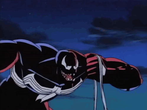 A Cartoon Of Venom And Spider-Man With Venom Holding A Rope GIF