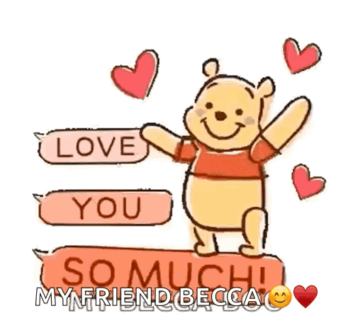 A Cartoon Of Winnie The Pooh Holding A Sign That Says Love You So Much GIF