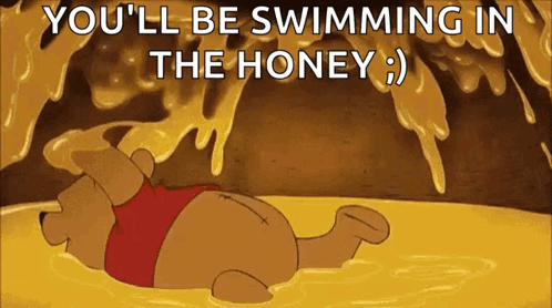 A Cartoon Of Winnie The Pooh Is Swimming In Honey GIF
