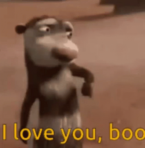 A Cartoon Opossum Is Standing In The Sand And Saying `` I Love You , Boo '' . GIF