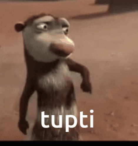 A Cartoon Opossum Is Standing In The Sand With The Word Tupti Written On It GIF