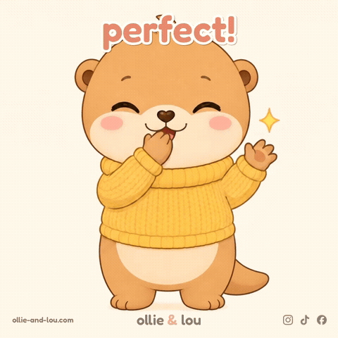 A Cartoon Otter Wearing A Yellow Sweater With The Words Perfect Below It GIF