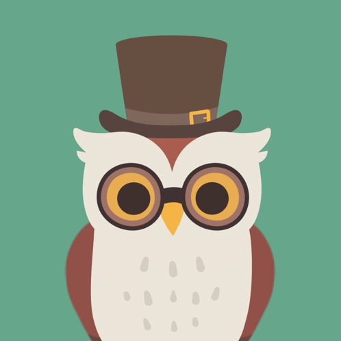 A Cartoon Owl Wearing A Top Hat And Glasses With The Words Hmm Below It GIF