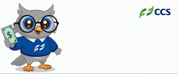 a cartoon owl with glasses holding a dollar bill