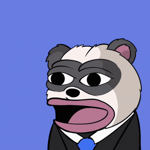 Cartoon Panda In Suit Holding Money GIF