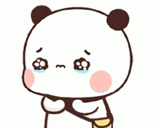 A Cartoon Panda Bear Is Crying And Holding A Bottle Of Milk . GIF